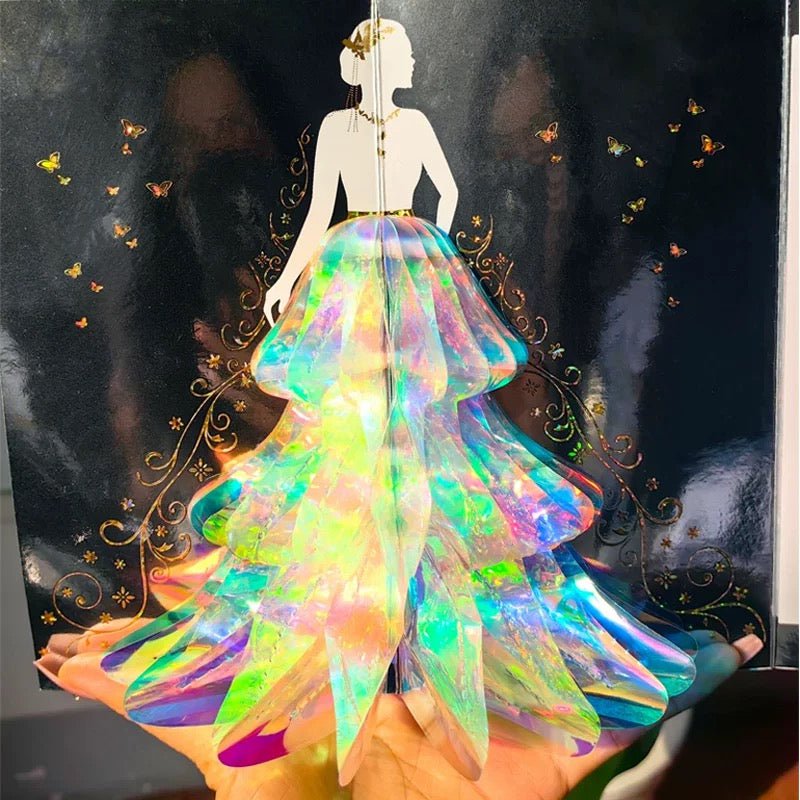 3D Wedding Card - Sparkling Lady with Wedding Dress Design