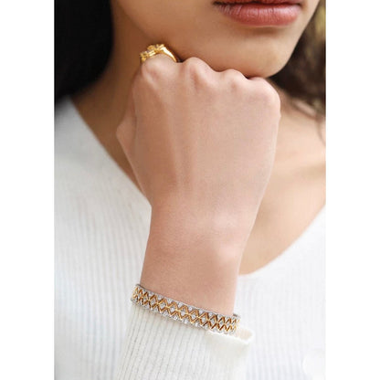 Two-Tone Honeycomb Sparkle Opening Bangle