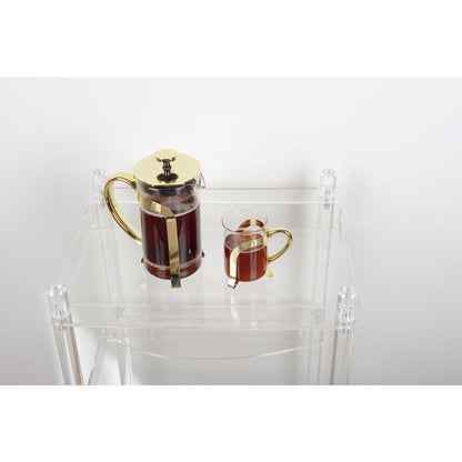 GLASS COFFEE POT WITH GOLD METAL DECORATION 9X9X18CM