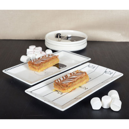 BLACK AND WHITE TRAYS WITH CAT DESIGN - SET OF 2