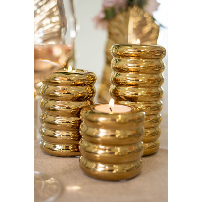 Golden ceramic candlesticks - Lot of 3