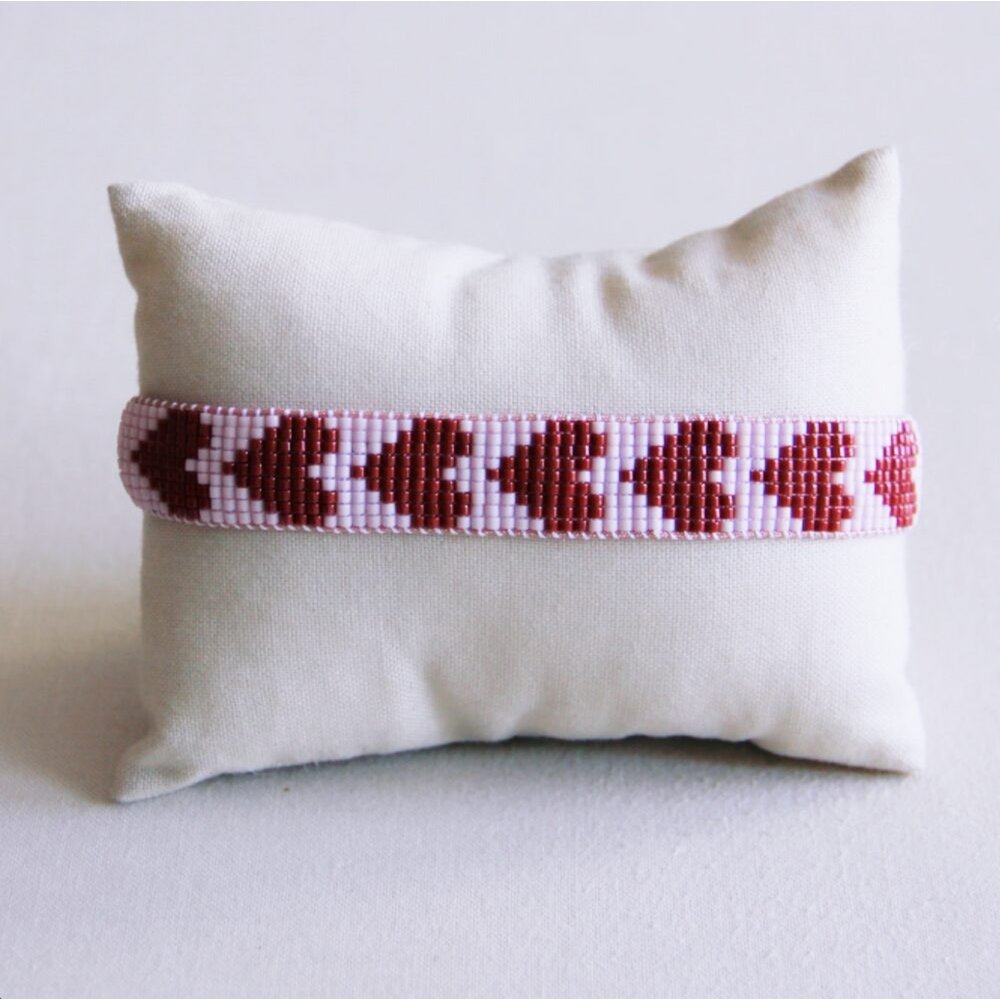 Heart woven bracelet - lilac/bordeaux