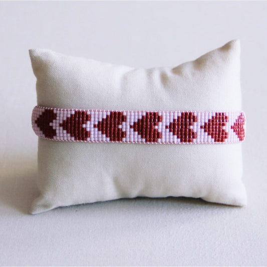 Heart woven bracelet - lilac/bordeaux