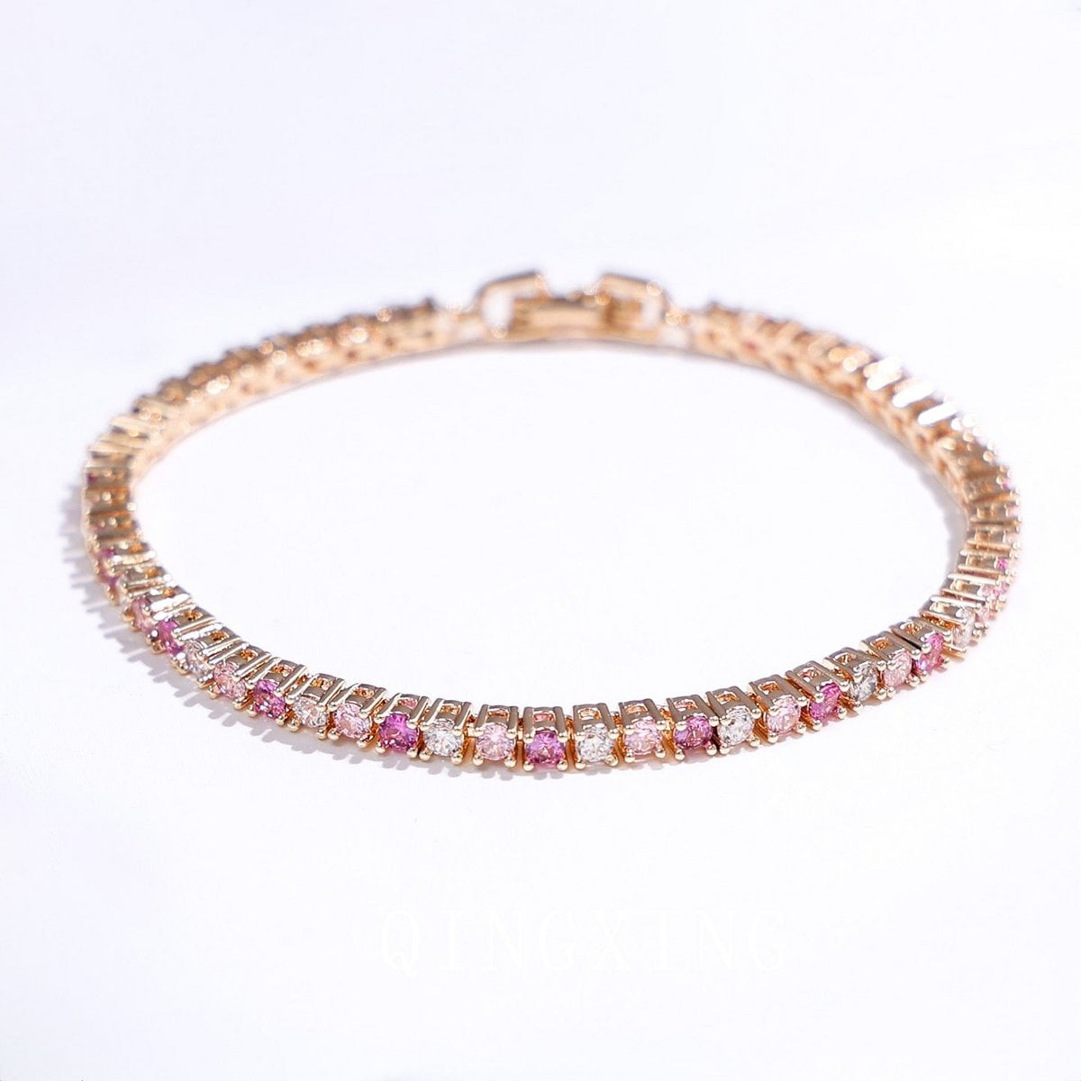 Dazzling Pink Ombré Tennis Bracelet