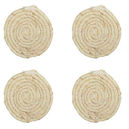 Set of 4 round glass in rope