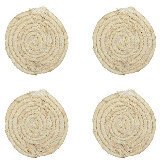 Set of 4 round glass in rope