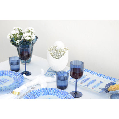 Rectangular dish blue fish 35x25x2.8cm