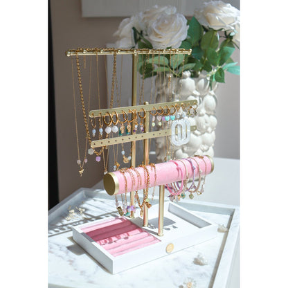 Dragonfly Rose Quartz Flower & Kunzite Necklace - Gold