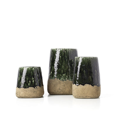 The Moss Conical Planter - Concrete Green - S