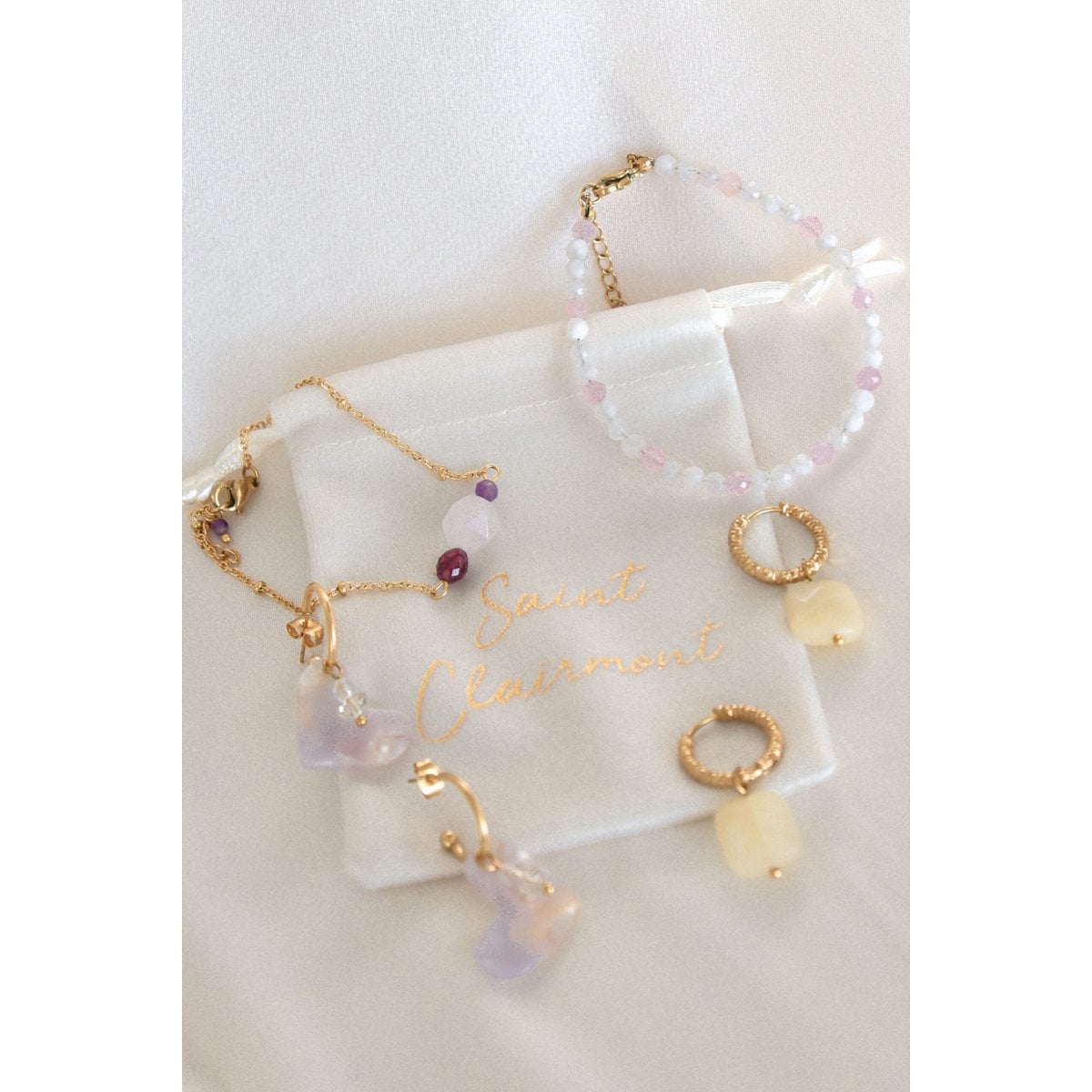 Jade Gemstone Earrings - Gold