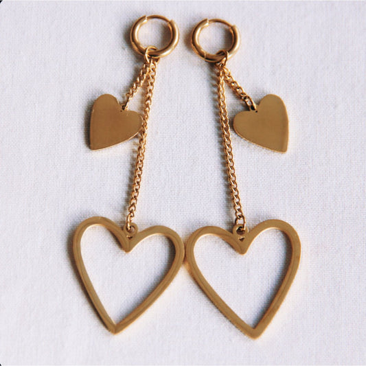 Long heart earrings