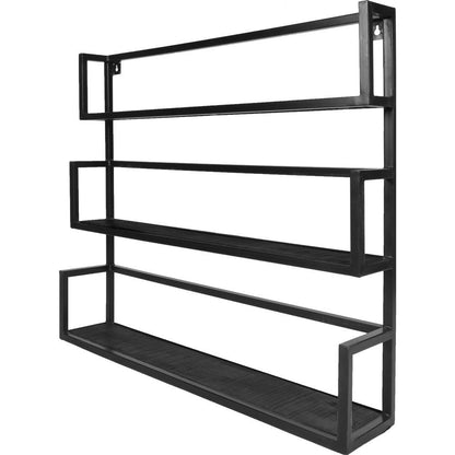 Wall Shelf Vintage Black Mango Wood - Trio