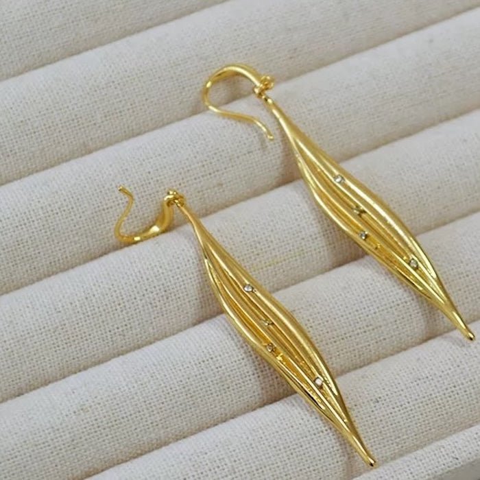 Subtle Dazzling Golden Leaf Earrings