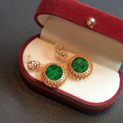 Vivid Jade Flower Framed Earrings
