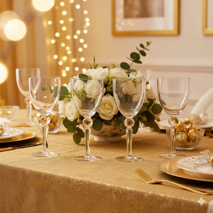 Wine glasses with yellow diamond foot - Lot of 4
