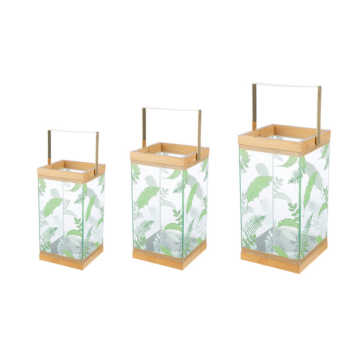 Set of 3 lanterns rain leaves, height 33 cm