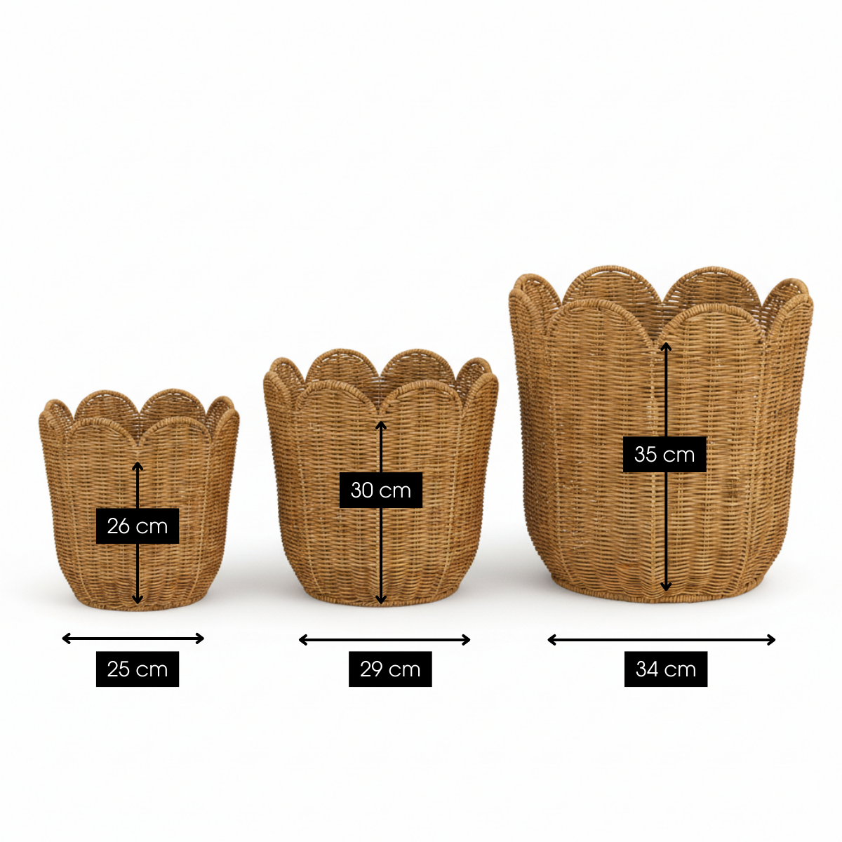 Storage basket set Eleta Light brown