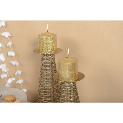 GOLD METAL CANDLE HOLDER 27CM HEIGHT