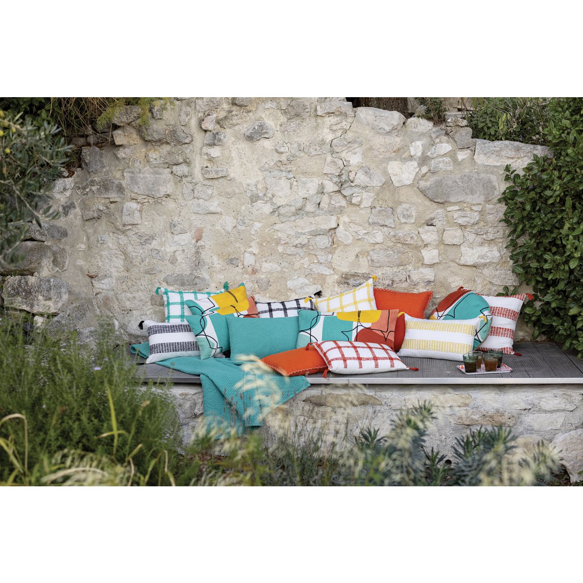 Coussin stonewashed Maia Lagon 45 x 45