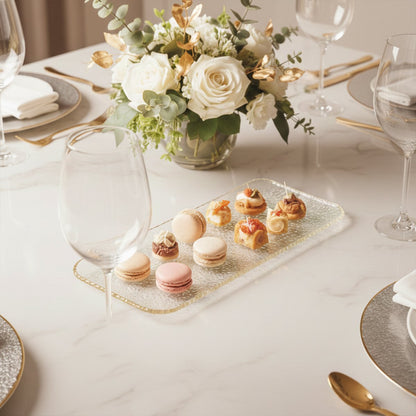Rectangular gold edge glass tray 27x13x2cm