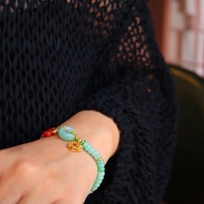 Jade Beads and Red Agate Goodluck Bracelet