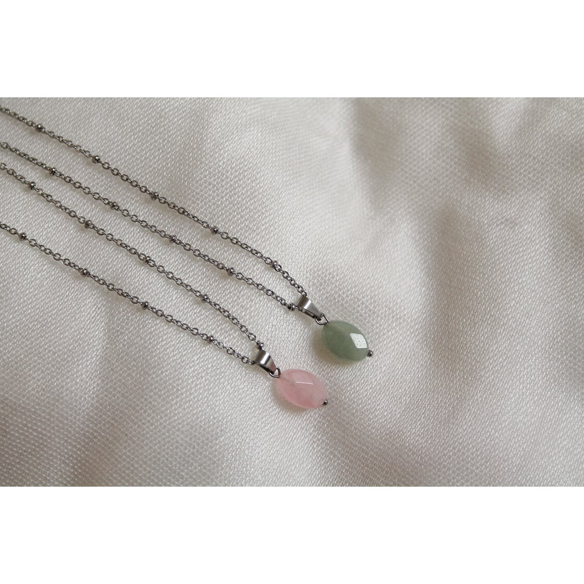 Necklace Rose Quartz Faceted - Silver