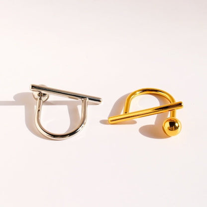 Sculptural Beam and Dot Ring