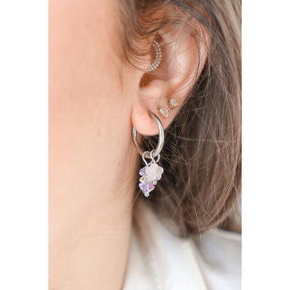 Rose Quartz Flower & Crystal Earrings - Silver