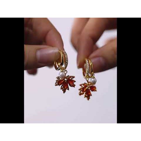 Autumn Maple Stone Drop Earrings