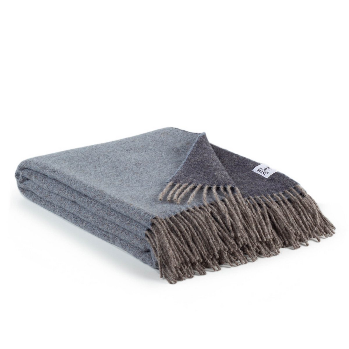 Reversible wool Throw Blanket DENIM