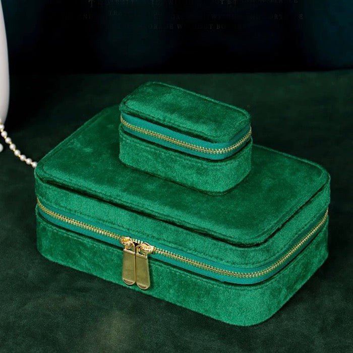 Duel Velvet jewelry box - Emerald green