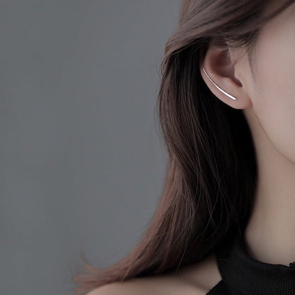 Minimalist Line Ear climber earrings - One pair