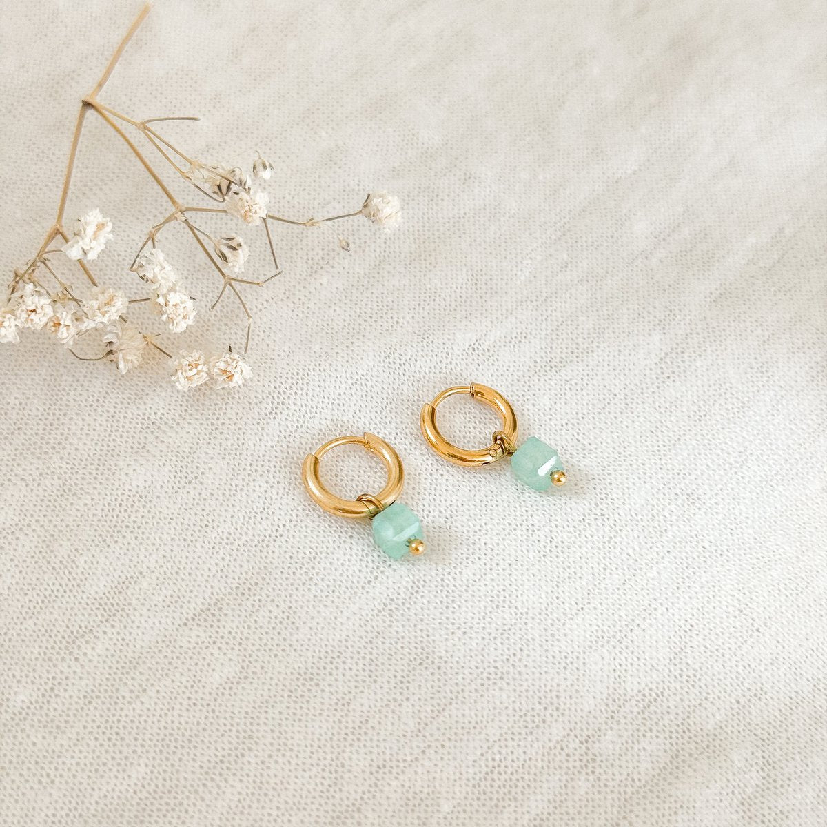 Amazonite Kubus Earrings - Gold