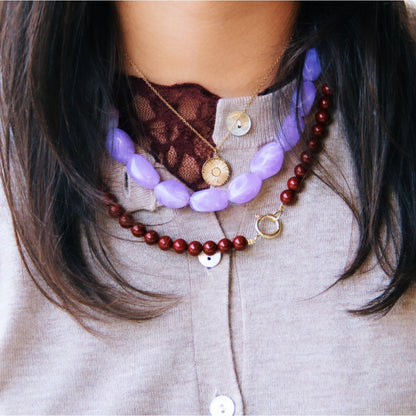 Natural stone bead necklace 'SMALL' - burgundy