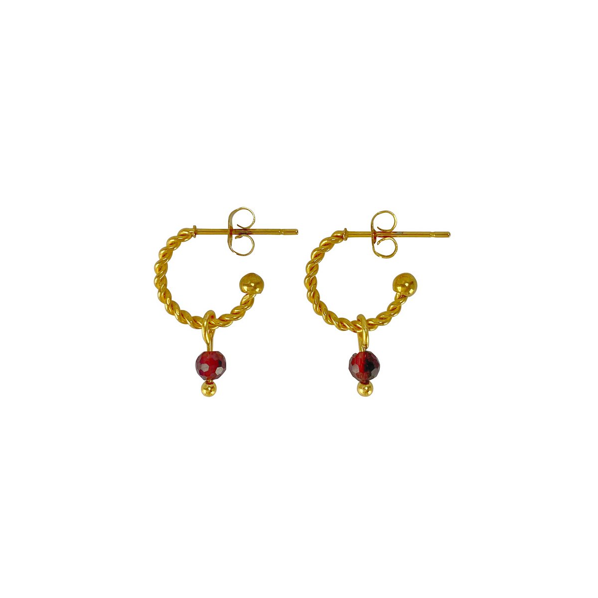 Earrings Garnet - Gold