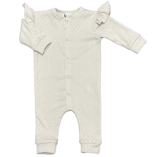 Playsuit ruffle pointelle natural beige