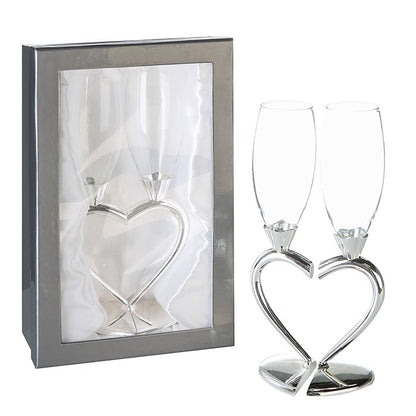 Met / glass champagne glass "Love" silb. Set of 2