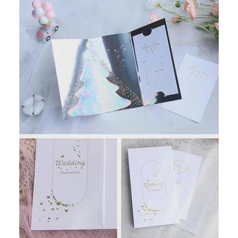 3D Wedding Card - Sparkling Lady with Wedding Dress Design