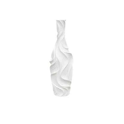 Matt white vase in polyresin 14x14x58cm