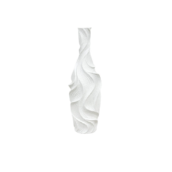 Matt white vase in polyresin 14x14x58cm