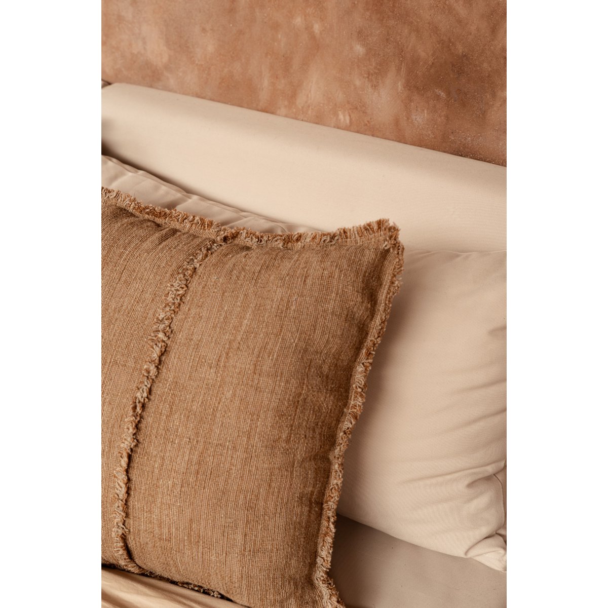The Sahara Fringe Cushion Cover - Natural Brown - 50x50