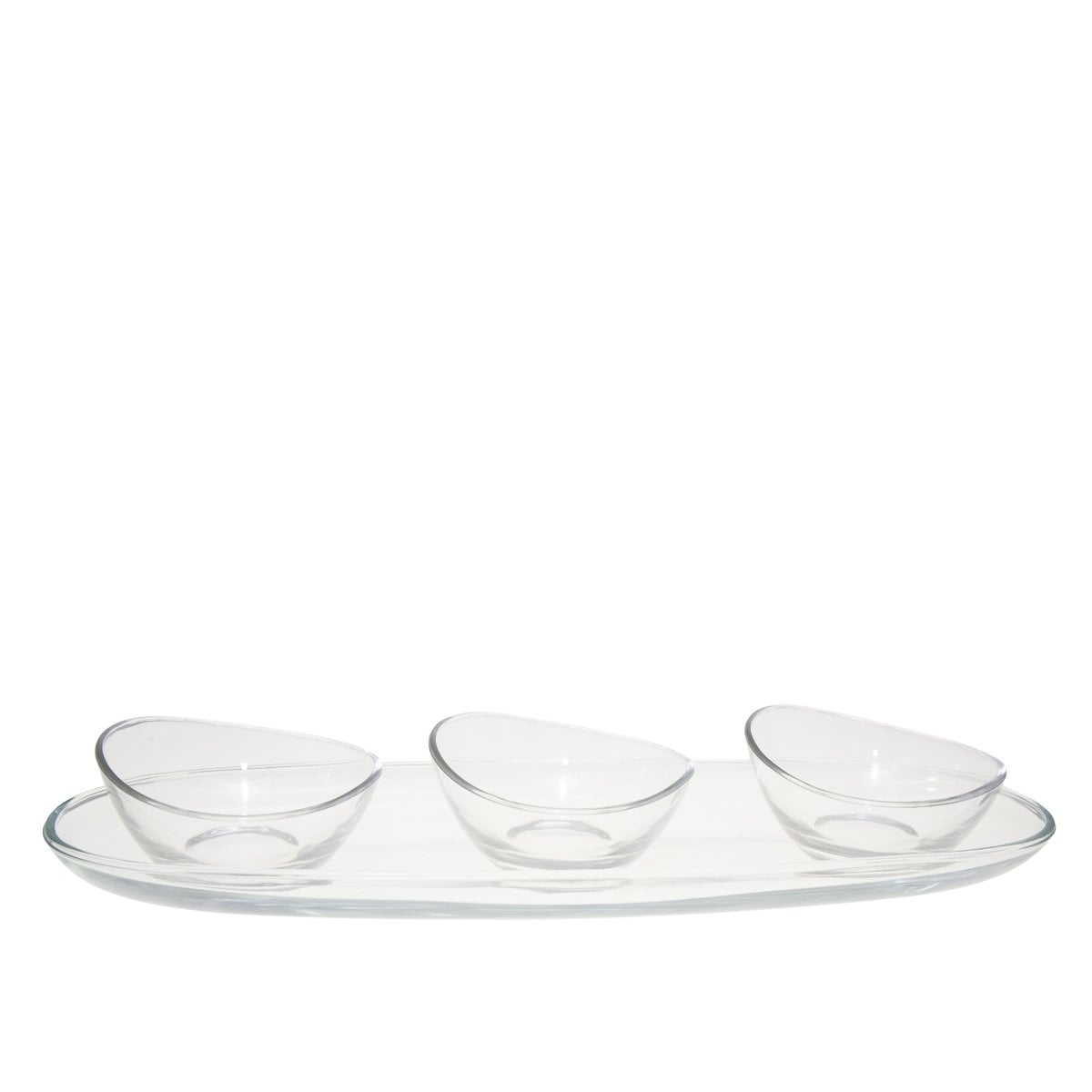 Aperitif set of 3 cups on transparent plateau 41cm