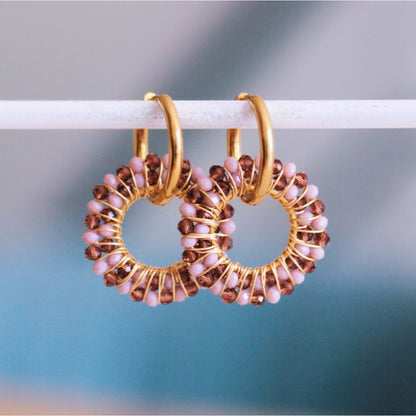 Earring with round facet pendant – purple/lilac
