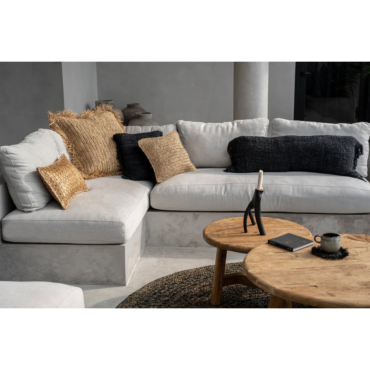 The Raffia Flores Cushion Cover Square - Natural - 40x40