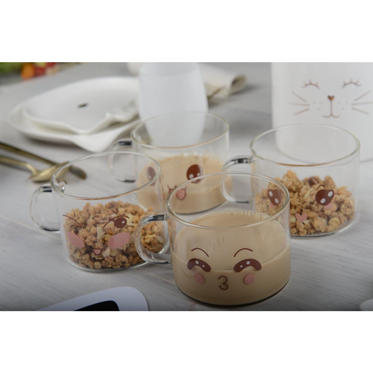 SET 4 DECORATED BOWLS 500ML