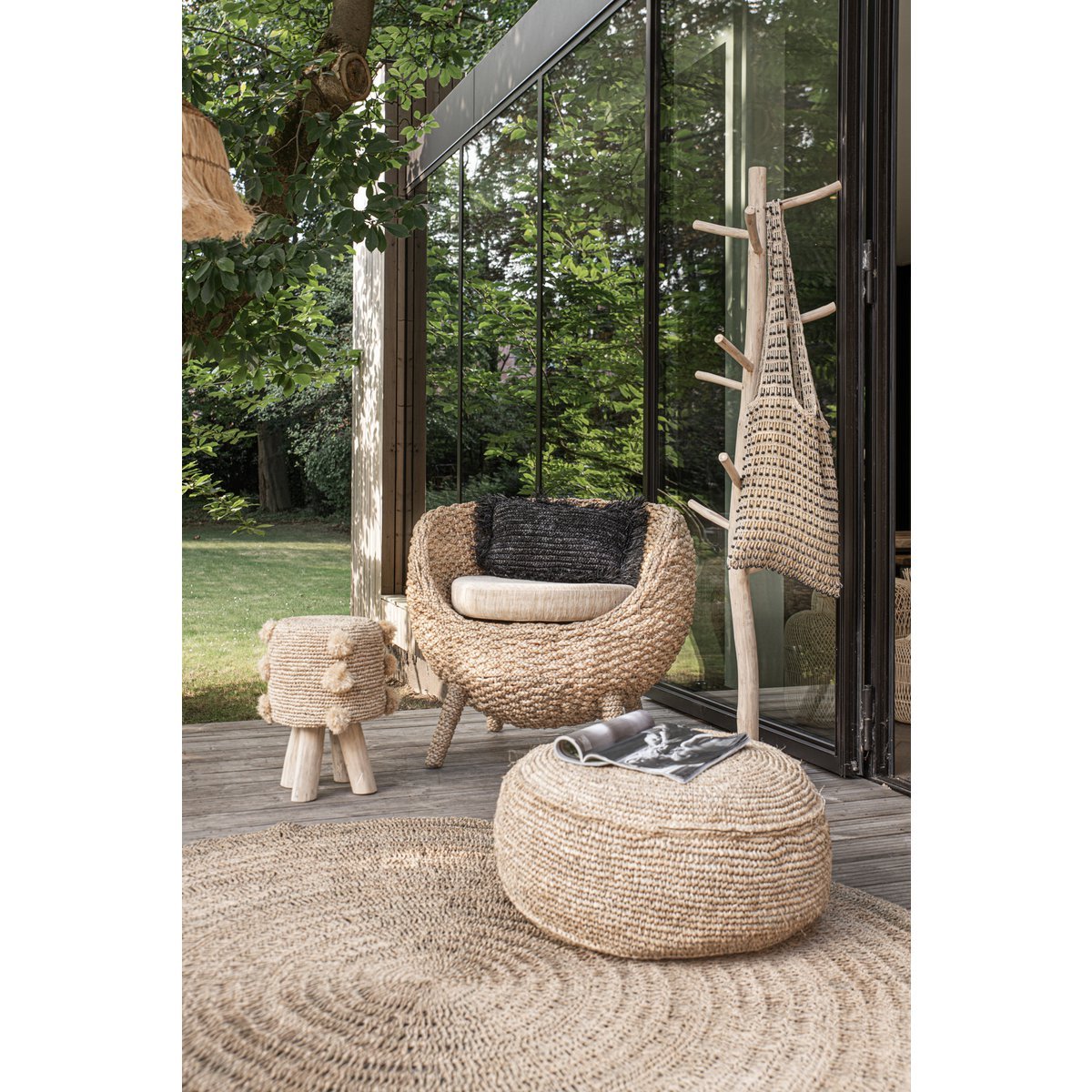 The Raffia Flores Pouffe - Natural