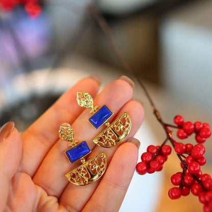 Royal Style Drop Earrings with Lapislazuli