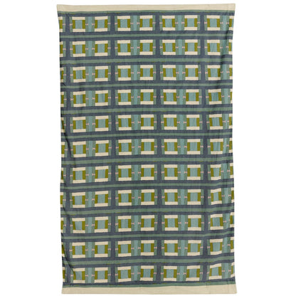 Gray green print plaid 135 x 200