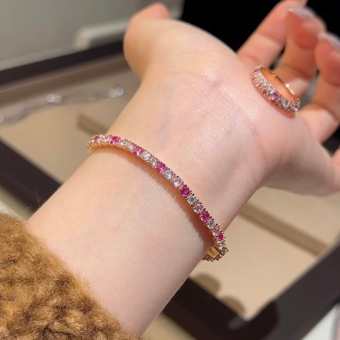 Dazzling Pink Ombré Tennis Bracelet