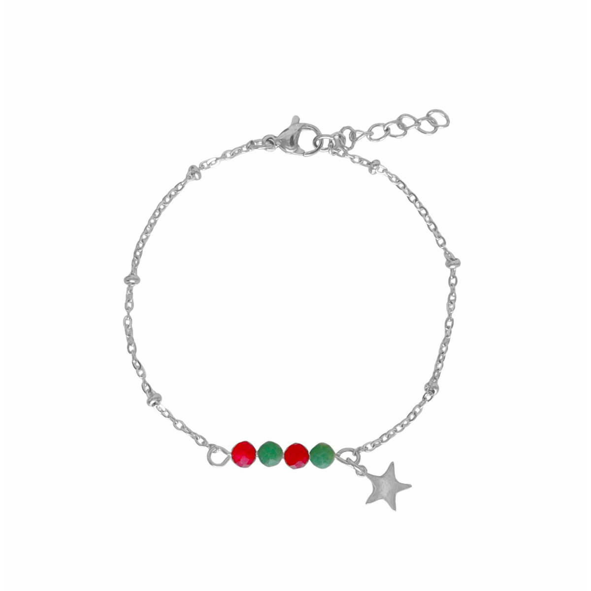 Ruby and Emerald Bracelet - Silver